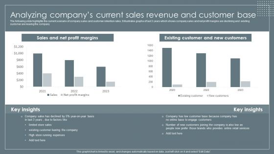 Analyzing Companys Current Sales Revenue And Customer Retail Business Growth Marketing Techniques Elements PDF