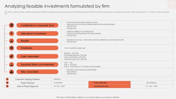 Analyzing Feasible Investments Formulated By Firm Portrait PDF
