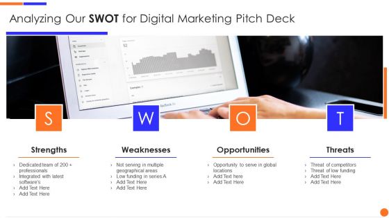Analyzing Our SWOT For Digital Marketing Pitch Deck Information PDF