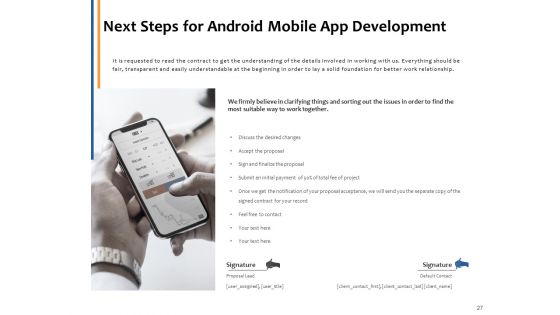 Android Mobile App Development Proposal Ppt PowerPoint Presentation Complete Deck With Slides