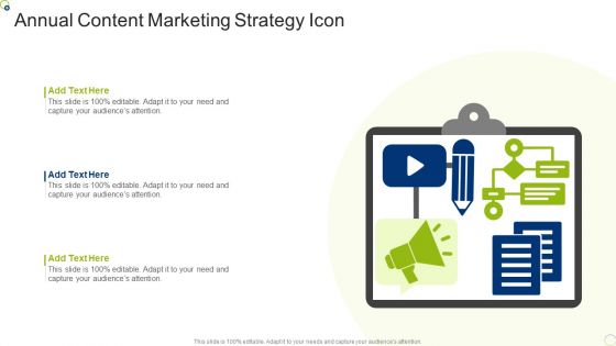Annual Content Marketing Strategy Icon Infographics PDF