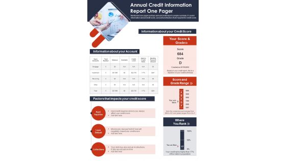 Annual Credit Information Report One Pager PDF Document PPT Template Annual Credit Information Report One Pager PDF Document PPT Template