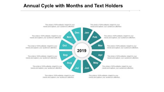 Annual Cycle With Months And Text Holders Ppt PowerPoint Presentation Show Topics