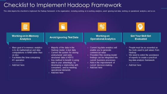 Apache Hadoop IT Checklist To Implement Hadoop Framework Themes PDF Apache Hadoop IT Checklist To Implement Hadoop Framework Themes PDF