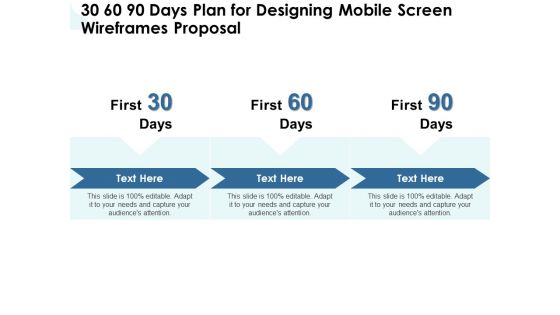 App Wireframing 30 60 90 Days Plan For Designing Mobile Screen Wireframes Proposal Inspiration PDF