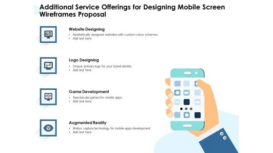 App Wireframing Additional Service Offerings For Designing Mobile Screen Wireframes Proposal Infographics PDF