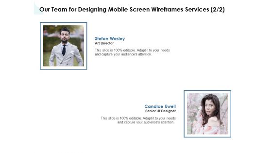App Wireframing Our Team For Designing Mobile Screen Wireframes Services Structure PDF