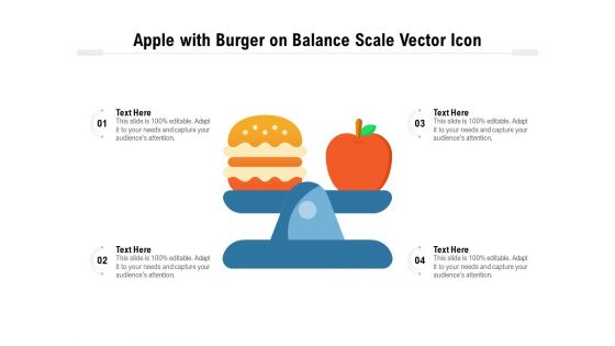 Apple With Burger On Balance Scale Vector Icon Ppt PowerPoint Presentation Gallery Images PDF