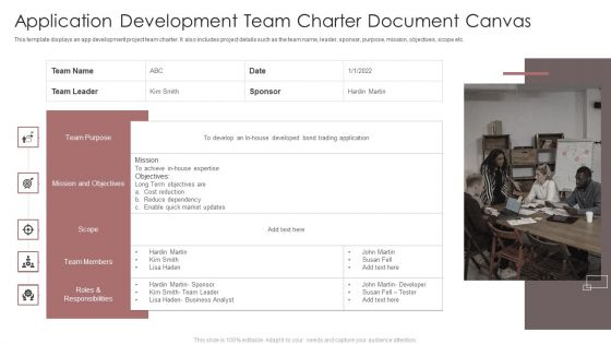 Application Development Team Charter Document Canvas Ppt Summary Infographics PDF Application Development Team Charter Document Canvas Ppt Summary Infographics PDF
