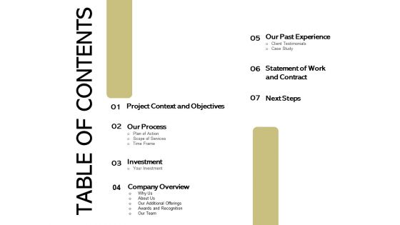 Application Development Technology Proposal Table Of Contents Information PDF