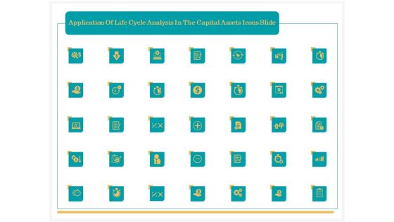 Application Of Life Cycle Analysis In The Capital Assets Icons Slide Topics PDF