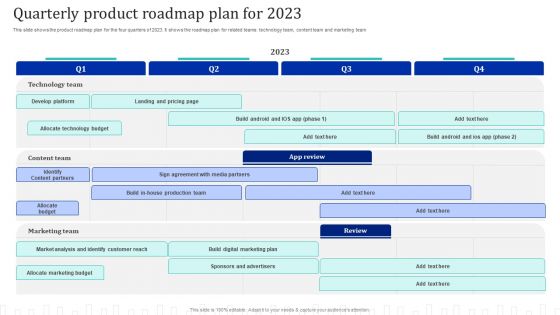 Approach Optimization For Brand Promotion Strategy Quarterly Product Roadmap Plan For 2023 Slides PDF Approach Optimization For Brand Promotion Strategy Quarterly Product Roadmap Plan For 2023 Slides PDF