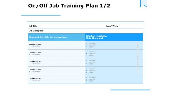 Approaches Talent Management Workplace On Off Job Training Plan Clipart PDF