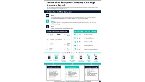Architecture Enterprise Company One Page Summary Report One Pager Documents Architecture Enterprise Company One Page Summary Report One Pager Documents