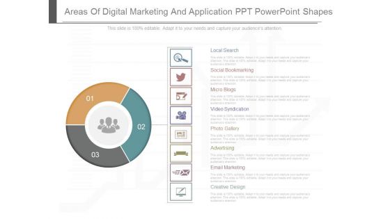 Areas Of Digital Marketing And Application Ppt Powerpoint Shapes