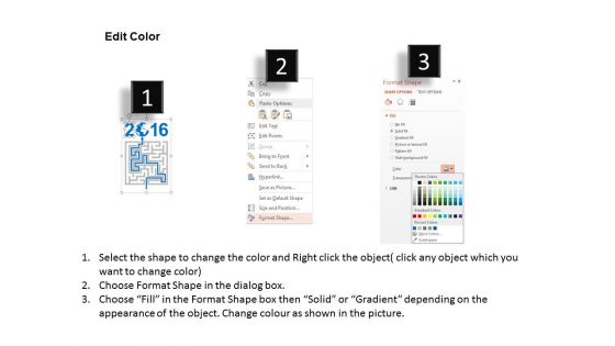 Arrow In Labyrinth Moving Towards Year 2016 Powerpoint Templates