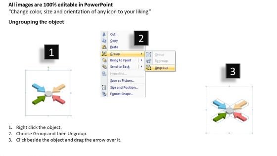 Arrow In PowerPoint 4 Stages Arrows Linked To Center Slides