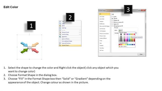 Arrow In PowerPoint 4 Stages Arrows Linked To Center Slides