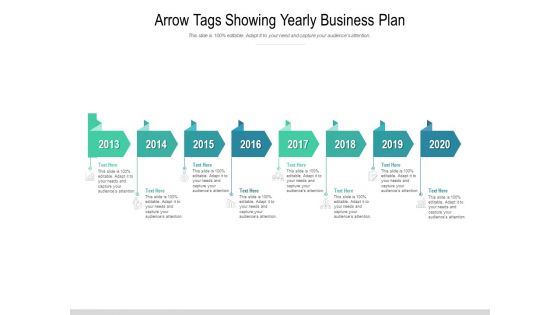 Arrow Tags Showing Yearly Business Plan Ppt PowerPoint Presentation Styles Picture
