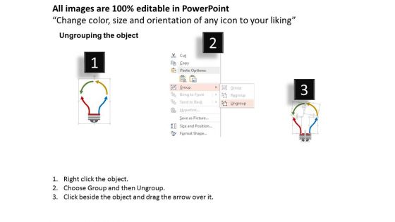 Arrow With Gears In Shape Of Bulb Powerpoint Templates