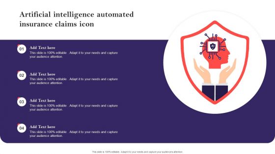 Artificial Intelligence Automated Insurance Claims Icon Summary PDF