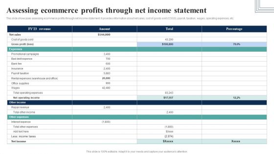 Assessing Ecommerce Profits Through Net Income Statement Template PDF