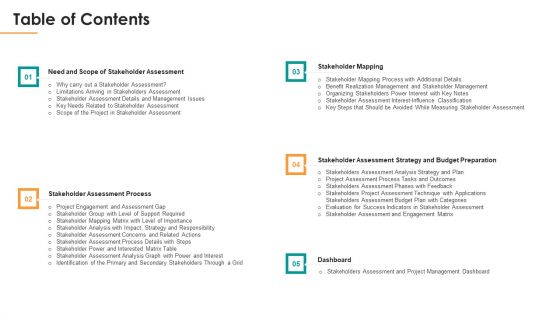 Assessing Stakeholder Analysis Scenario Table Of Contents Microsoft PDF
