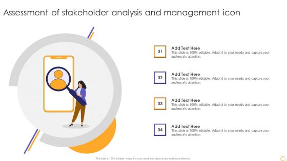 Assessment Of Stakeholder Analysis And Management Icon Demonstration PDF