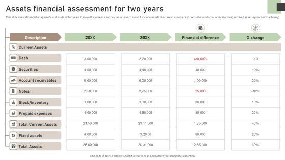 Assets Financial Assessment For Two Years Mockup PDF