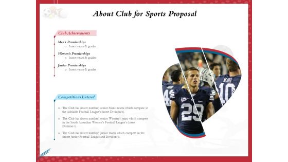 Athletics Sponsorship About Club For Sports Proposal Ppt PowerPoint Presentation Styles Example PDF