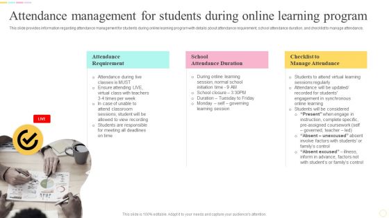 Attendance Management For Students During Online Learning Program Sample PDF