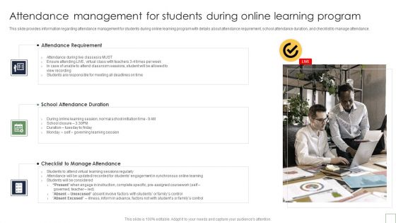 Attendance Management For Students During Online Learning Program Slides PDF