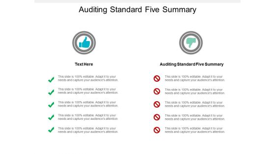 Auditing Standard Five Summary Ppt PowerPoint Presentation Styles Backgrounds Cpb