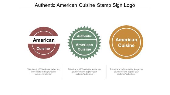 Authentic American Cuisine Stamp Sign Logo Ppt PowerPoint Presentation File Graphics Template