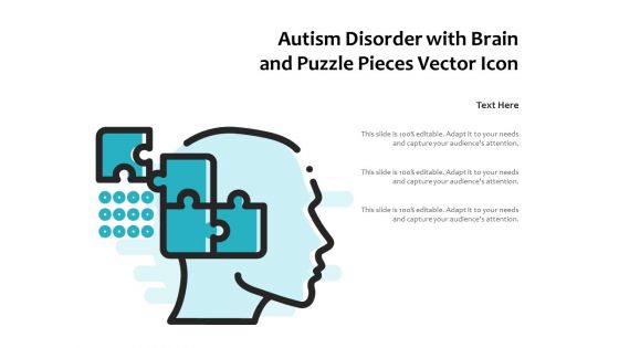 Autism Disorder With Brain And Puzzle Pieces Vector Icon Ppt PowerPoint Presentation Ideas Background Image PDF