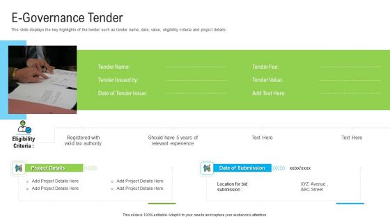 Automated Government Procedures E Governance Tender Ppt Model Demonstration PDF