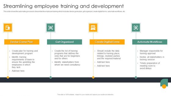 Automating Recruitment Process Streamlining Employee Training And Development Themes PDF