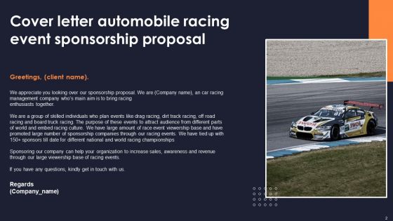 Automobile Racing Event Sponsorship Proposal Ppt PowerPoint Presentation Complete Deck With Slides