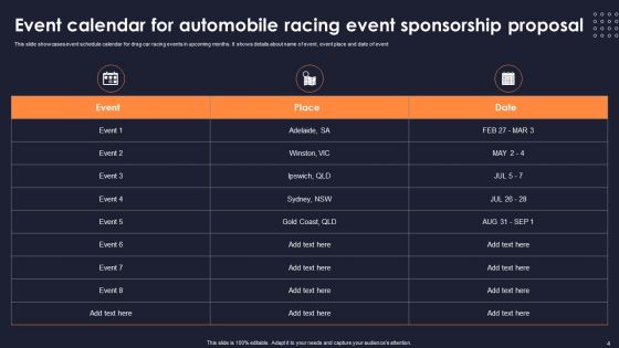 Automobile Racing Event Sponsorship Proposal Ppt PowerPoint Presentation Complete Deck With Slides