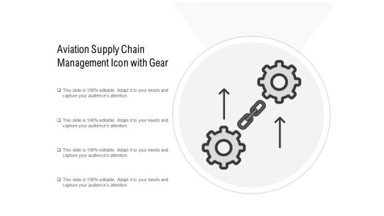 Aviation Supply Chain Management Icon With Gear Ppt PowerPoint Presentation Show Demonstration