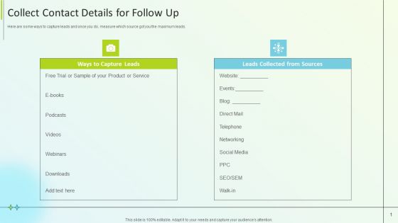 B2B Online Marketing Strategy Collect Contact Details For Follow Up Portrait PDF