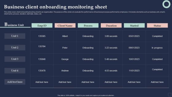 BPM System Methodology Business Client Onboarding Monitoring Sheet Icons PDF BPM System Methodology Business Client Onboarding Monitoring Sheet Icons PDF