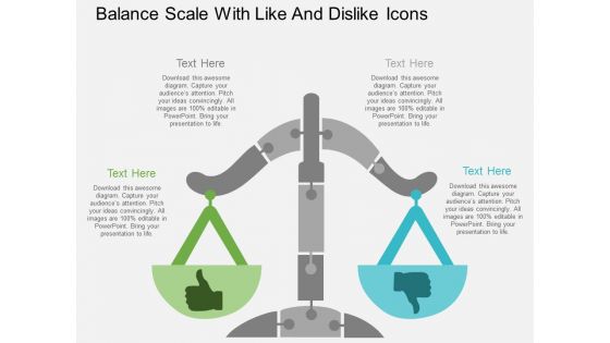 Balance Scale With Like And Dislike Icons Powerpoint Template