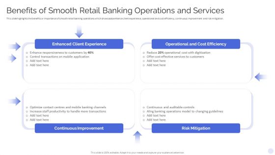 Banking Operations Model Revamp Plan Benefits Of Smooth Retail Banking Operations And Services Graphics PDF