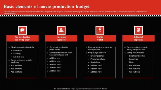 Basic Elements Of Movie Production Budget Diagrams PDF