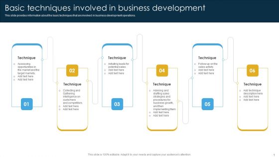 Basic Techniques Involved In Business Development Ppt PowerPoint Presentation File Deck PDF