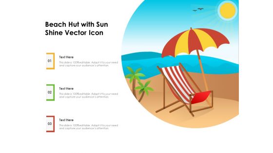 Beach Hut With Sun Shine Vector Icon Ppt PowerPoint Presentation File Smartart PDF