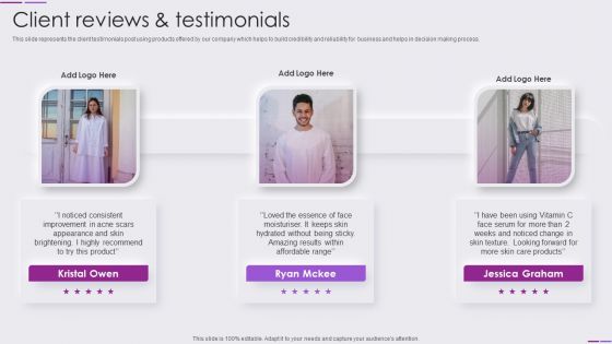 Beauty And Skincare Products Company Profile Client Reviews And Testimonials Guidelines PDF