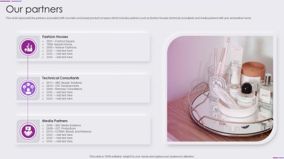 Beauty And Skincare Products Company Profile Our Partners Introduction PDF