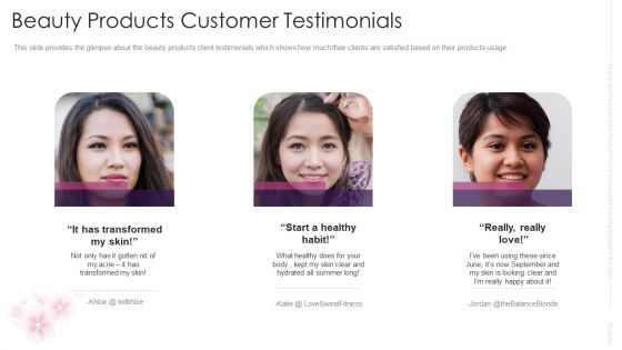 Beauty Products Customer Testimonials Microsoft PDF